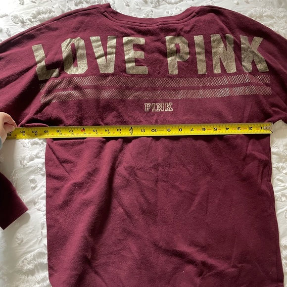 Victoria’s Secret PINK maroon, long sleeve T-shirt, size small SKU 209 - Picture 4 of 6